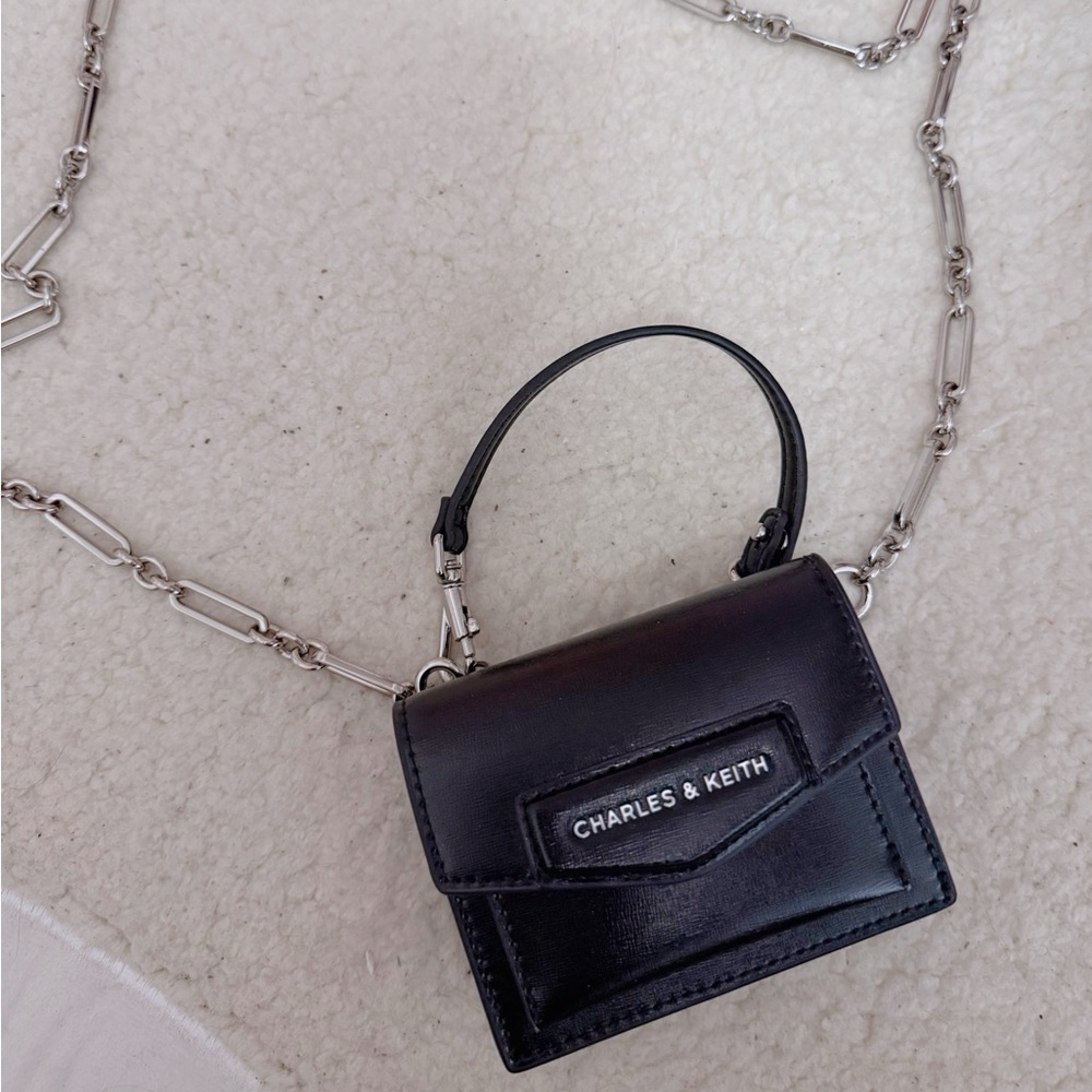 Charles & Keith Black Noir Mini Chain Crossbody Bag